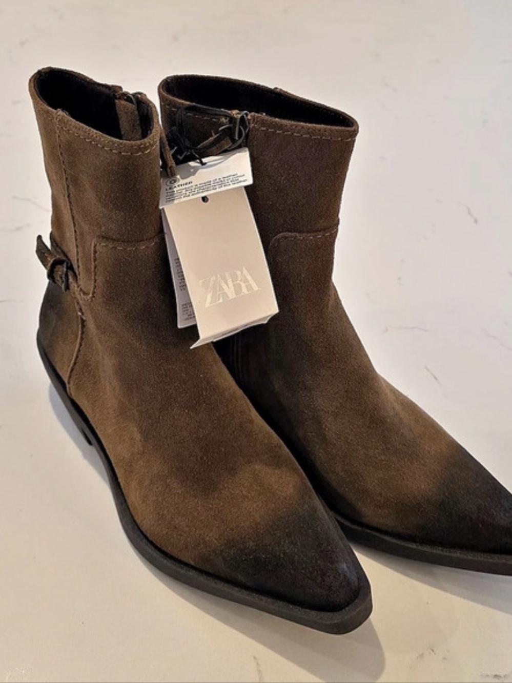 Zara Leather Cowboy Ankle Boots Ankle Boots in Brown EU 35 NWT